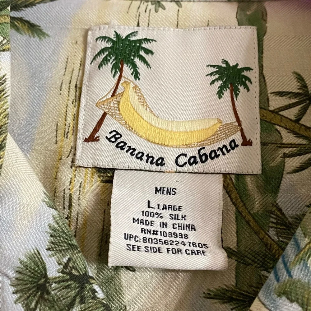 Banana cabana men’s large 100% silk button up Hawaiian shirt new never worn - Picture 2 of 6